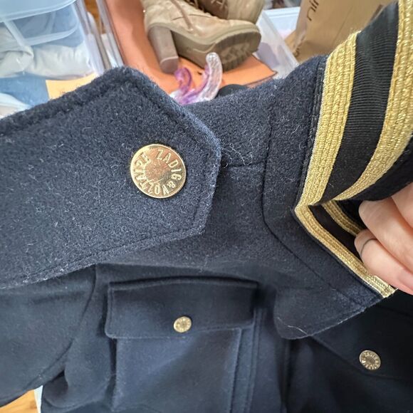 Zadig & Voltaire Wool Jacket Navy Gold Stand Collar Flap Pocket Zip Up Bomber SM - Picture 8 of 16